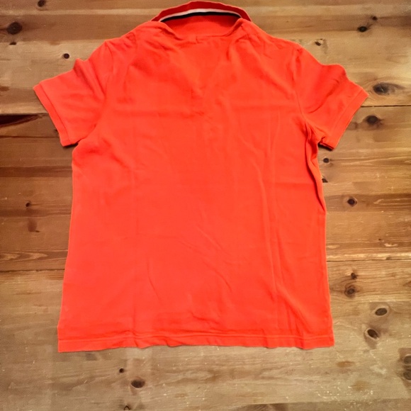 Mens Orange 100% Cotton Lacoste Polo with large rubberized crocodile logo Large - Picture 3 of 4
